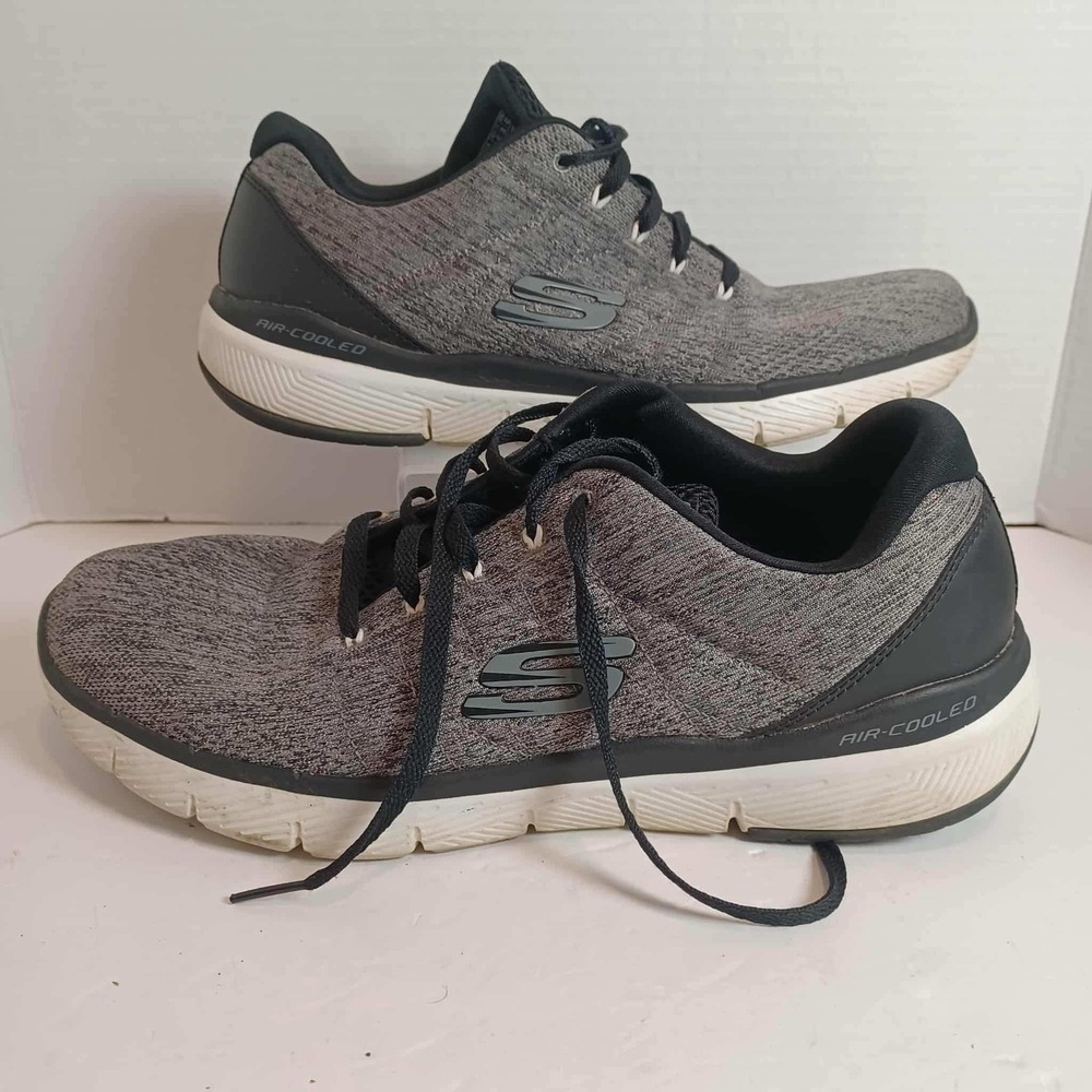 Skechers Air Cooled Memory‎ Foam Athletic Running Shoes Mens US 10 Gray Black